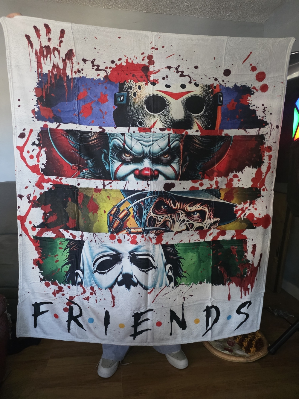 Horror Icons Throw Blanket - White/Multi